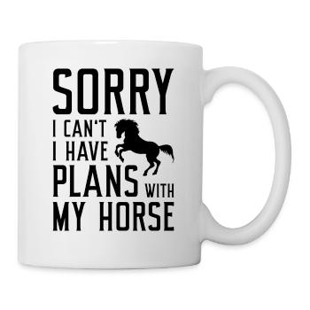 Désolé, je ne peux pas avoir de plans avec mon cheval - Mug blanc - blanc - Droite