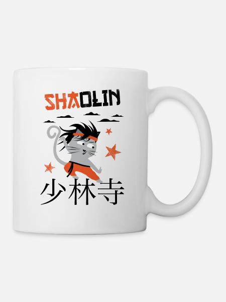 Lustige Katze, Shaolin Lustige Katze Meister Kung Fu - Tasse - Weiß