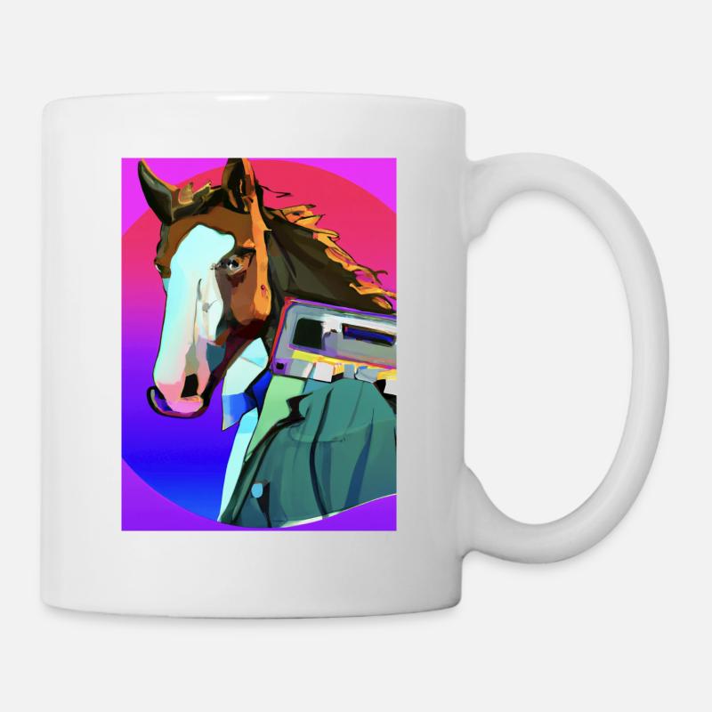 Retro Pferd - Tasse - Weiß