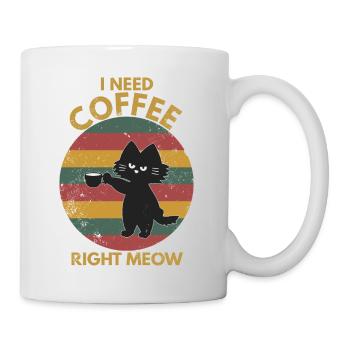 Coffee Cat I Need Coffee Right Meow retro shirt - Mug - white - Right