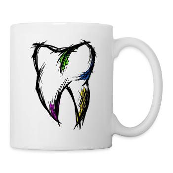 Dent colorée, dessin, dessinée à la main. - Mug blanc - blanc - Droite