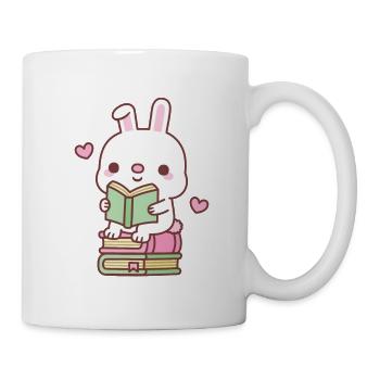Le lapin blanc mignon aime lire des livres - Mug blanc - blanc - Droite