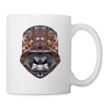 Polygon Design mit einem Gorilla - Polygonal, Poly - Tasse - Weiß - Rechts