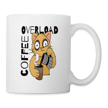 Coffee Overload, Cat, Coffee lovers and Cat lovers - Mug - white - Right