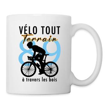 Vélo tout terrain à travers les bois - Mug blanc - blanc - Droite