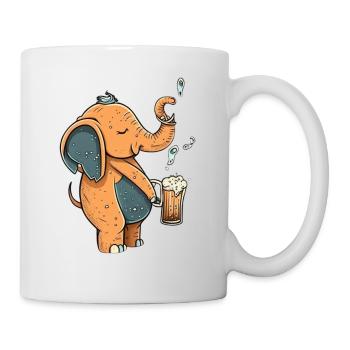 Cute and funny elephant with beer - Mug - white - Right