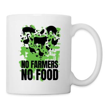 Keine Bauern keine Nahrung, und Nutztier, Landwirtschaft, Bauernhof - Tasse - Weiß - Rechts