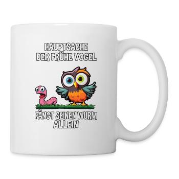 Langschläfer Morgenmuffel Eule Schlaf Tier lustig - Tasse - Weiß - Rechts