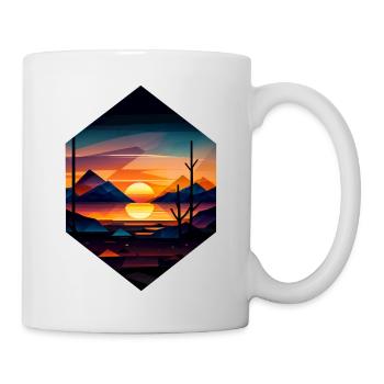 Sunset Geometric Landscape Design - Mug - white - Right