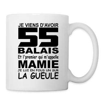 Je viens d'avoir 55 balais / anniversaire 55 ans - Mug blanc - blanc - Droite