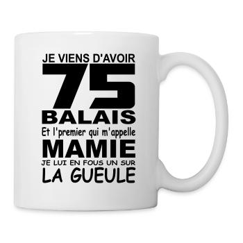 75 ans / anniversaire 75 ans / cadeau 75 ans - Mug blanc - blanc - Droite