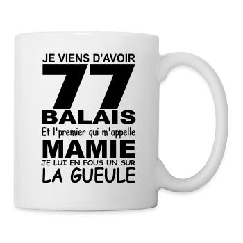 77 ans / anniversaire 77 ans / cadeau 77 ans - Mug blanc - blanc - Droite