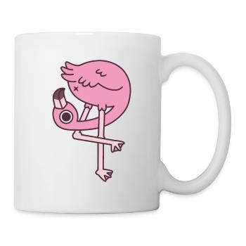 Drôle de flamant rose regardant ses fesses - Mug blanc - blanc - Droite