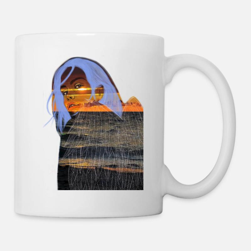 Schutzengel im Sonnenuntergang - Tasse - Weiß