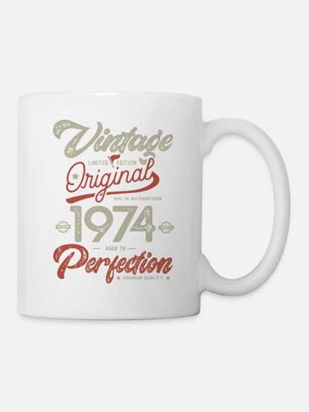 1974 anniversaire vintage Né 1974 - Mug blanc - blanc