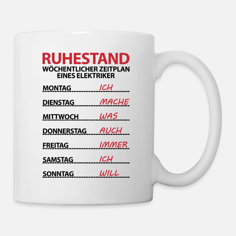 Abschiedsgeschenk Elektriker zum Ruhestand Rente - Tasse - Weiß