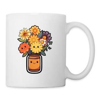cartoon Einmachglas Blumen - Tasse - Weiß - Rechts