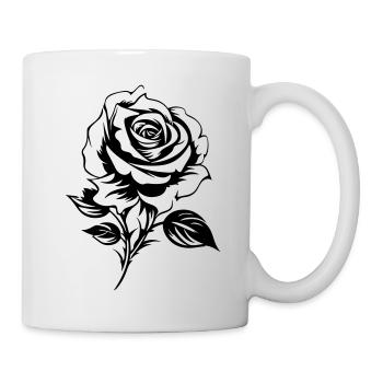Rose Silhouette Blume Liebe - Tasse - Weiß - Rechts