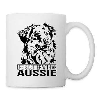 Aussie life is better Hunde Spruch Wilsigns - Tasse - Weiß - Rechts