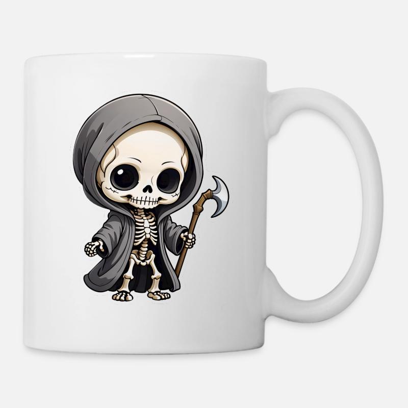 Halloween - niedlicher Tod - Skelett mit Sense - Tasse - Weiß
