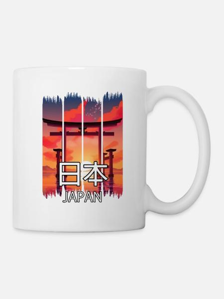 Porte japonaise Torii au coucher du soleil - Chemise d’anime - Mug blanc - blanc
