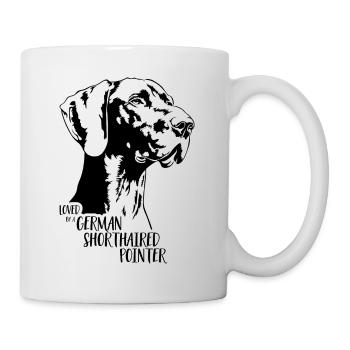 Loved by a German Shorthaired Pointer Hundespruch - Tasse - Weiß - Rechts