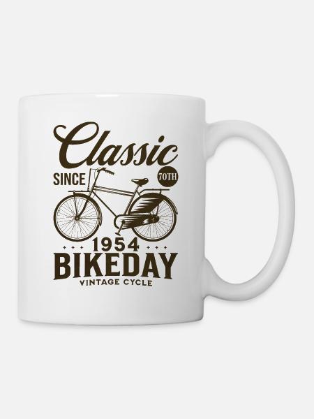 Bicycle Year 1954 Cyclist 70 Years Anniversary - Mug - white