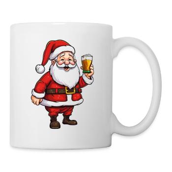 Weihnachtsmann Bier Alkohol Prost Glühwein Schnaps - Tasse - Weiß - Rechts