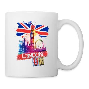 London England City Skyline Big Ben Colorful Splash - Mug - white - Right
