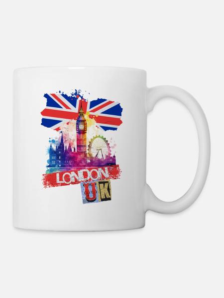 London England Stadt Skyline Big Ben Bunt Splash - Tasse - Weiß