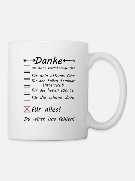 Seminarleiter zum Abschied Danke sagen - Tasse - Weiß