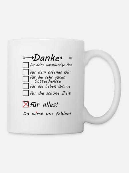 Pfarrer Danke Dankeschön sagen zum Abschied - Tasse - Weiß