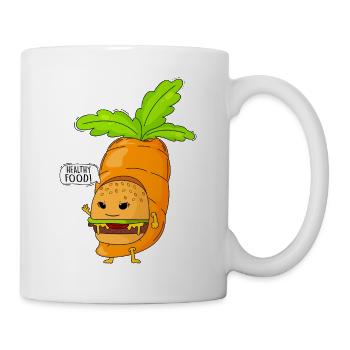 Gesundes Essen und Humor - Tasse - Weiß - Rechts