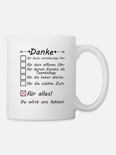 Teamkollege Kollege im Team Abschied Danke - Tasse - Weiß