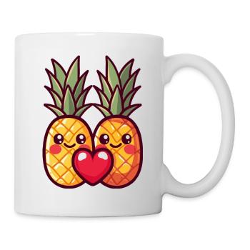 Ananas Paar Liebe Herz Valentinstag - Tasse - Weiß - Rechts