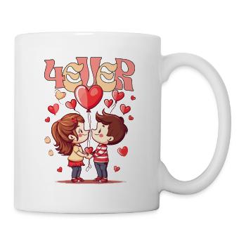 Amour Couple Coeurs Ballons Romantique - Mug blanc - blanc - Droite