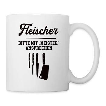 Fleischer Meister Prüfung Bestanden Fleischerei - Tasse - Weiß - Rechts