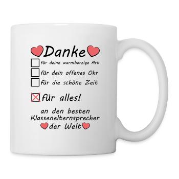 Klassenelternsprecher Dankeschön Danke Sagen - Tasse - Weiß - Rechts