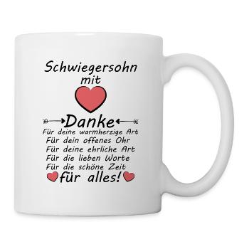 Danke Dankeschön sagen an meinen Schwiegersohn - Tasse - Weiß - Rechts