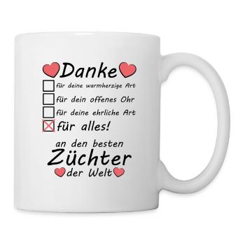 Danke Dankeschön an besten Züchter - Tasse - Weiß - Rechts