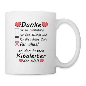 Danke Dankeschön an beste Kitaleiter Kita Leitung - Tasse - Weiß - Rechts