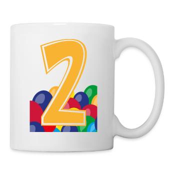 2 / Zweiter Geburtstag mit Bunten Luftballons. - Tasse - Weiß - Rechts