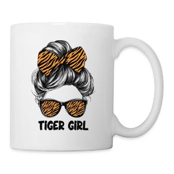 Tigre Femme Lunettes Lunettes Cheveux Noeud - Mug blanc - blanc - Droite