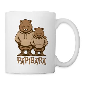 Papibara Papi Capybara Vater Lustig Papa Vatertag - Tasse - Weiß - Rechts
