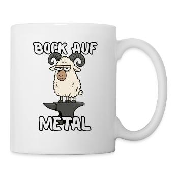 Lust auf Metal – Cartoon-Schaf für Metalfans - Tasse - Weiß - Rechts