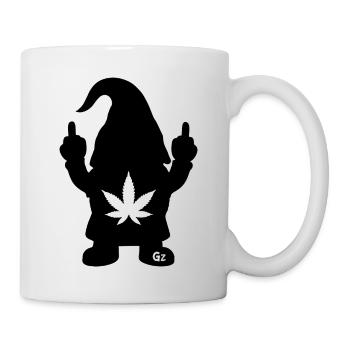 Frecher Zwerg mit Hanfblatt - Tasse - Weiß - Rechts