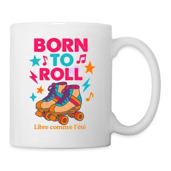 Rollschuh T-Shirt im Vintage-Stil - Tasse - Weiß - Rechts
