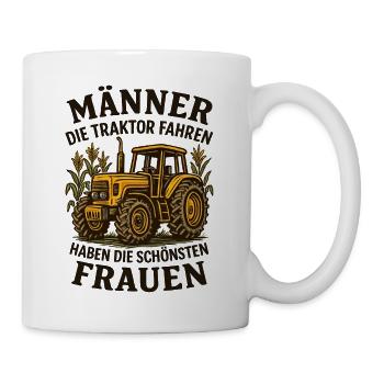 Traktor im Maisfeld – Stolz der Bauern - Tasse - Weiß - Rechts