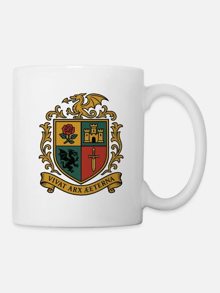 Burg Drachen Wappen Fantasy - Tasse - Weiß