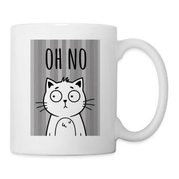 Oh No Cat with Stripe Background - Mug - white - Right